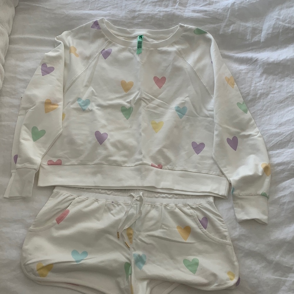 Honeydew Intimates hearts sweatshirt & shorts set